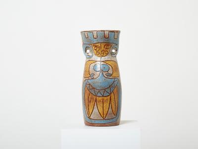  Accolay Pottery Rare Mid Century Large French Accolay ceramic totem vase 1950s