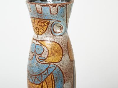  Accolay Pottery Rare Mid Century Large French Accolay ceramic totem vase 1950s