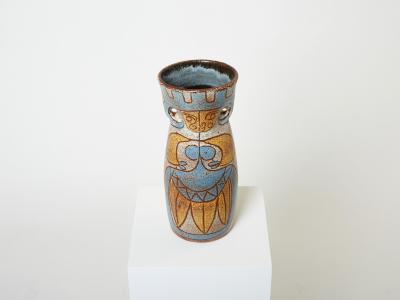  Accolay Pottery Rare Mid Century Large French Accolay ceramic totem vase 1950s