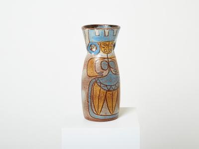  Accolay Pottery Rare Mid Century Large French Accolay ceramic totem vase 1950s