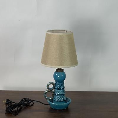  Accolay Pottery Small Turquoise Ceramic Candlestick Lamp by Accolay Pottery