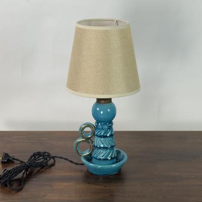  Accolay Pottery Small Turquoise Ceramic Candlestick Lamp by Accolay Pottery