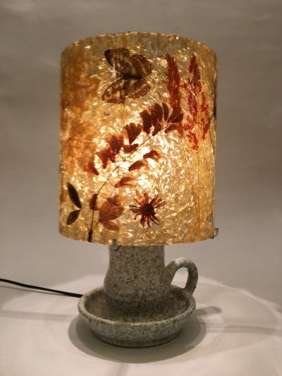  Accolay Pottery Stoneware and resin with inclusions lamp Accolay circa 1960