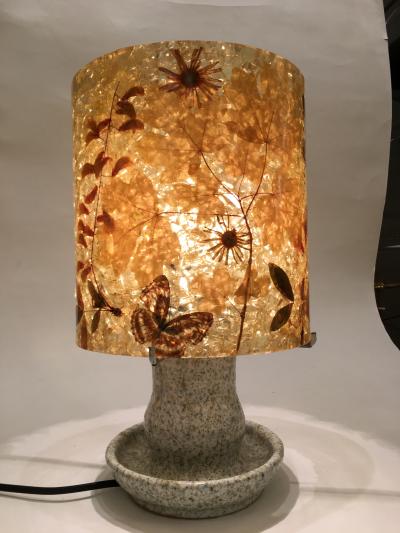 Accolay Pottery Stoneware and resin with inclusions lamp Accolay circa 1960