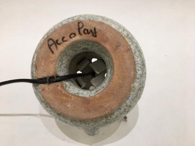  Accolay Pottery Stoneware and resin with inclusions lamp Accolay circa 1960