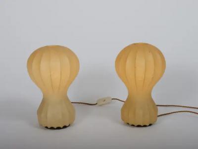  Achille Pier Giacomo Castiglioni Pair small cocoon Gatto Table Lamps Achille Pier Castiglioni Flos Italy 1960