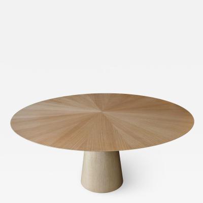  Adesso Studio Custom Mid Century Style Round Oak Dining Table with Pedestal Base