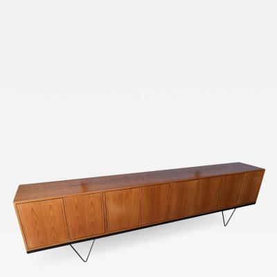  Adesso Studio Custom Mid Century Style Teak Sideboard with Black Metal Base and Four Cabinets