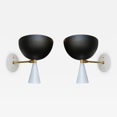  Adesso Studio Pair of Custom Brass and Black Metal Mid Century Style Sconces by Adesso Imports