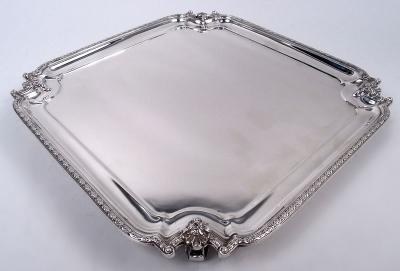  Adie Brothers Ltd English Georgian Classical Square Cartouche Salver 1954
