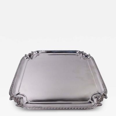  Adie Brothers Ltd English Georgian Classical Square Cartouche Salver 1954
