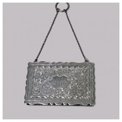 Adie Lovekin Antique Silver Card Case in Form of a Purse Birmingham 1910 Adie and Lovekin