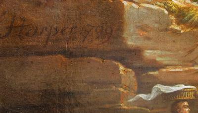  Adolf Friedrich Harper Stormy Italian Landscape with Figures