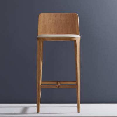  Adolini Simonini Minimal Style Bar Stool in Solid Wood Textiles or Leather Seatings solid back