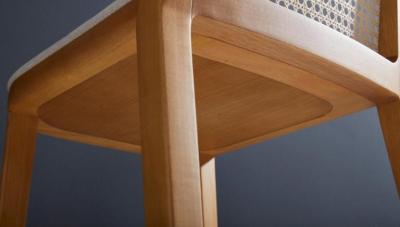  Adolini Simonini Minimal Style Bar Stool in Solid Wood Textiles or Leather Seatings solid back