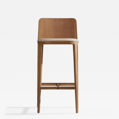  Adolini Simonini Minimal Style Bar Stool in Solid Wood Textiles or Leather Seatings solid back