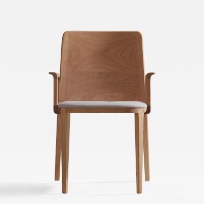  Adolini Simonini Minimal Style Chair Solid Wood Textile or leather Seat with Arms