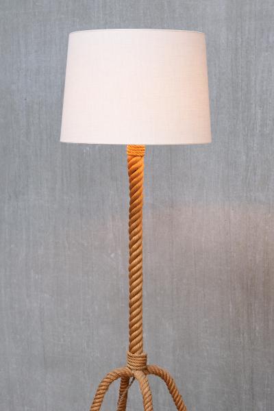  Adrien Audoux Frida Minet Audoux Minet Four Legged Floor Lamp in Braided Rope France 1950s