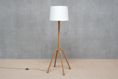 Adrien Audoux Frida Minet Audoux Minet Four Legged Floor Lamp in Braided Rope France 1950s