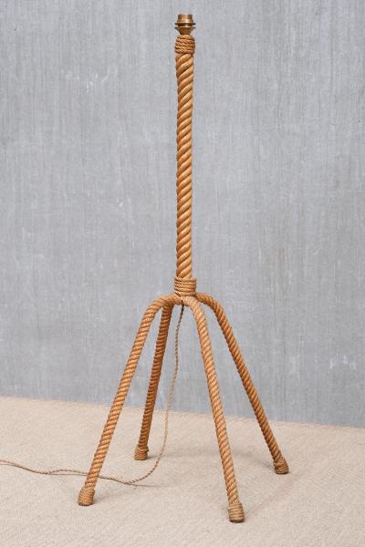  Adrien Audoux Frida Minet Audoux Minet Four Legged Floor Lamp in Braided Rope France 1950s