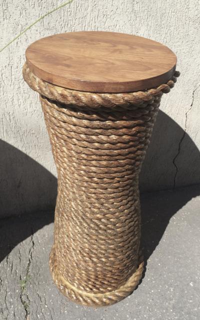  Adrien Audoux Frida Minet Audoux Minet French Riviera Pair of Rope Side Tables or Pedestals