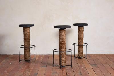 Adrien Audoux Frida Minet Audoux Minet Rope Bar Stools Set of 3
