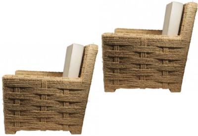 Adrien Audoux Frida Minet Audoux Minet rarest 3 pieces set of comfy weaving hay rope
