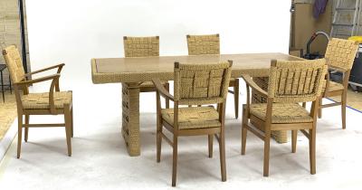 Adrien Audoux Frida Minet Audoux Minet rarest genuine rope and oak dinning set