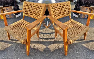  Adrien Audoux Frida Minet Audoux Minnet riviera pair of easy rope chairs