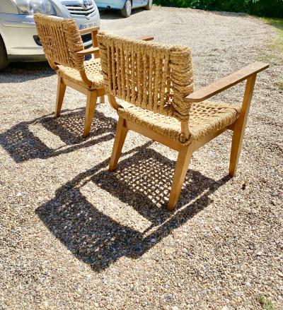  Adrien Audoux Frida Minet Audoux Minnet riviera pair of easy rope chairs