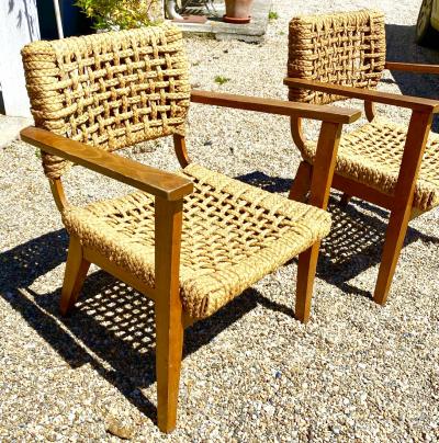  Adrien Audoux Frida Minet Audoux Minnet riviera pair of easy rope chairs