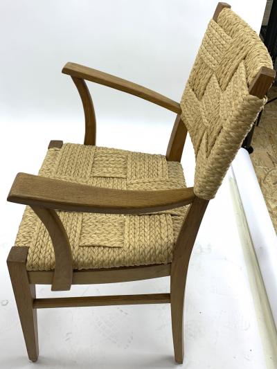  Adrien Audoux Frida Minet Audoux minet genuine oak and hay rope set of 6 arm chairs