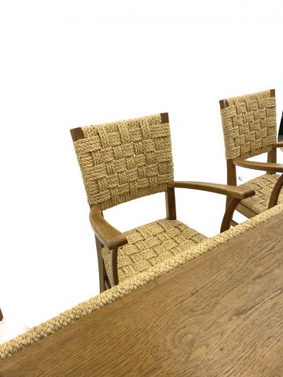  Adrien Audoux Frida Minet Audoux minet genuine oak and hay rope set of 6 arm chairs