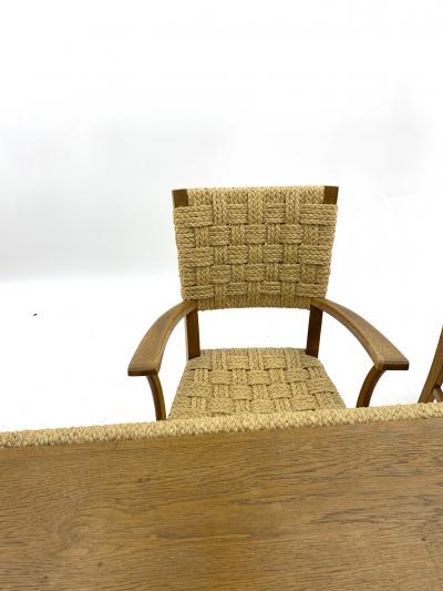 Adrien Audoux Frida Minet Audoux minet genuine oak and hay rope set of 6 arm chairs