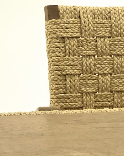  Adrien Audoux Frida Minet Audoux minet genuine oak and hay rope set of 6 arm chairs