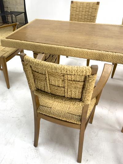  Adrien Audoux Frida Minet Audoux minet genuine oak and hay rope set of 6 arm chairs