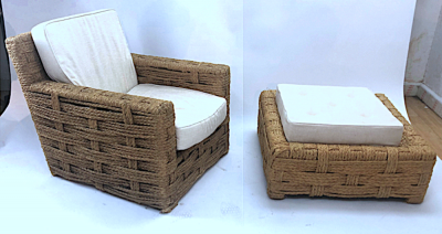  Adrien Audoux Frida Minet Audoux minet rarest lounge chair and its ottoman