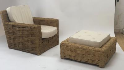  Adrien Audoux Frida Minet Audoux minet rarest lounge chair and its ottoman