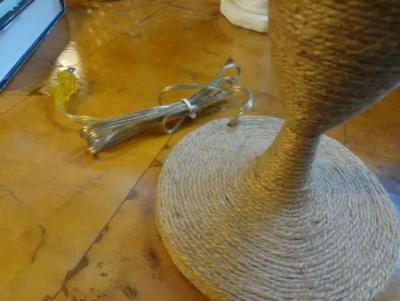  Adrien Audoux Frida Minet French Rope Table Lamp by Audoux Minet