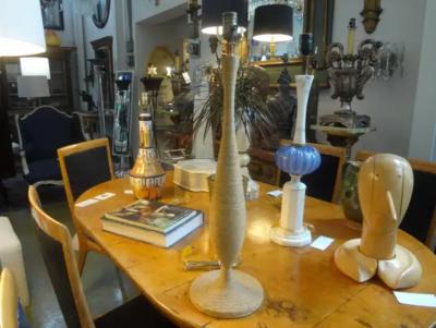  Adrien Audoux Frida Minet French Rope Table Lamp by Audoux Minet