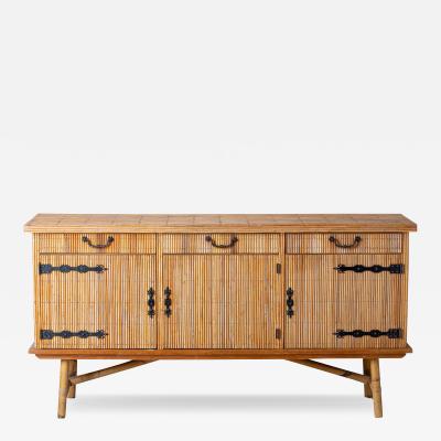  Adrien Audoux Frida Minet Large bamboo enfilade in the style of Audoux Minnet France circa 1960