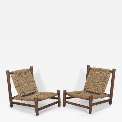  Adrien Audoux Frida Minet Matched Pair of Mid Century French Audoux Minet Lounge Chairs