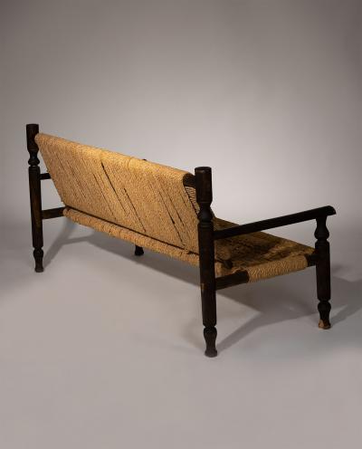  Adrien Audoux Frida Minet Mid Century Bench by Audoux Minet Handwoven Natural Fibers France