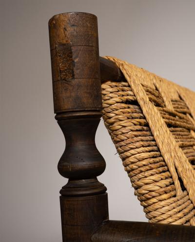  Adrien Audoux Frida Minet Mid Century Bench by Audoux Minet Handwoven Natural Fibers France