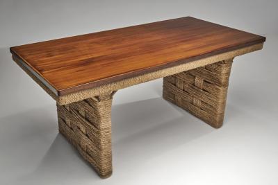  Adrien Audoux Frida Minet Oak Veneer Dining Table by Audoux and Minet France 1st Half of the 20th Century