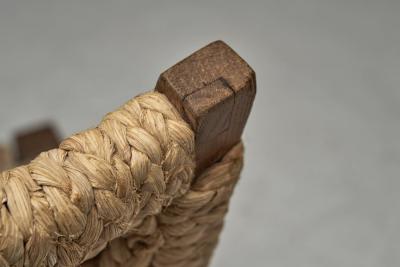  Adrien Audoux Frida Minet Oak and Woven Rope Chair by Audoux Minet France Mid 20th Century