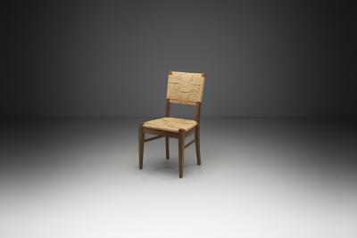  Adrien Audoux Frida Minet Oak and Woven Rope Chair by Audoux Minet France Mid 20th Century