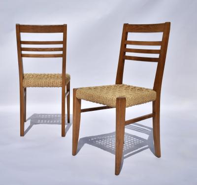  Adrien Audoux Frida Minet Pair of Rope Beech Wood Chairs by Frida Minet Adrien Audoux for Vibo Vesoul