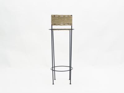  Adrien Audoux Frida Minet Pair of french bar stools rope and metal by Audoux Minet 1950s