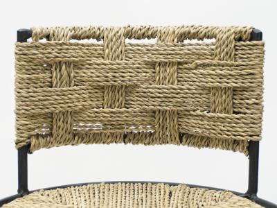  Adrien Audoux Frida Minet Pair of french bar stools rope and metal by Audoux Minet 1950s